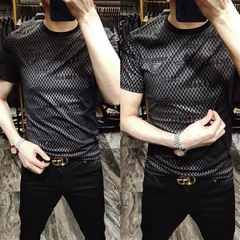 

2021 spring and summer new men's business leisure fashion trend slim T-shirt fast simple versatile