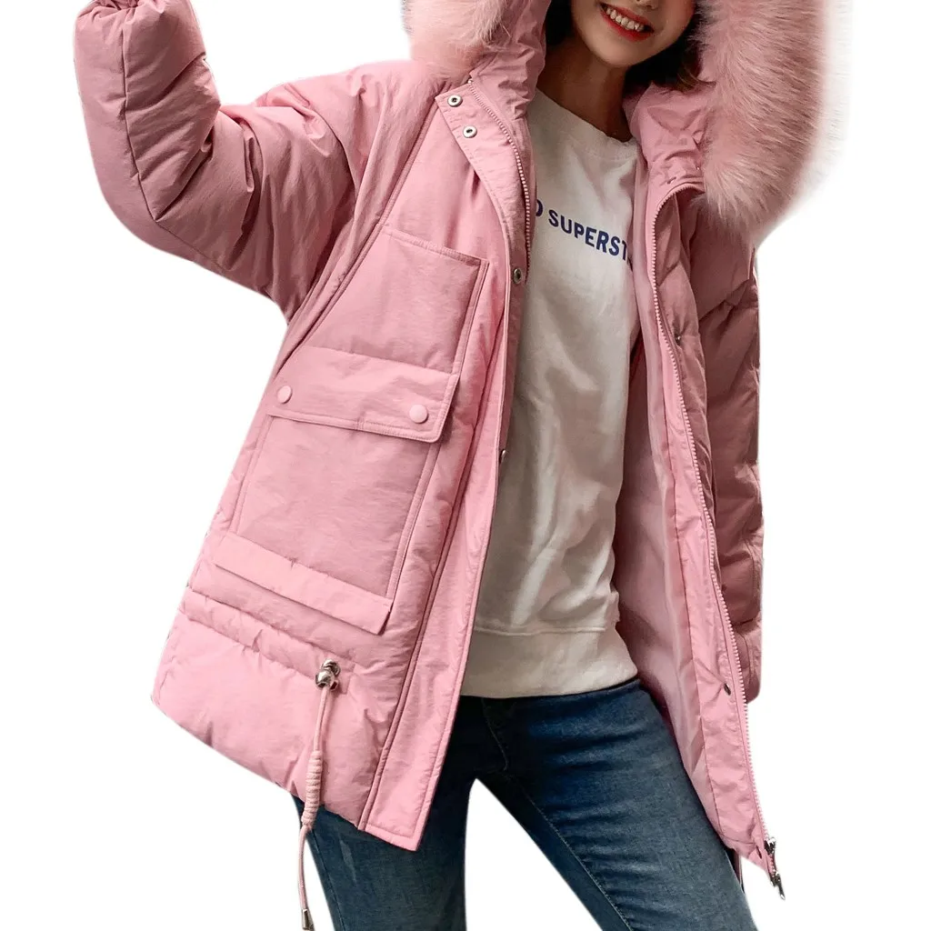 Женская куртка с капюшоном SAGACE однотонная длинная хлопковая длинными рукавами и