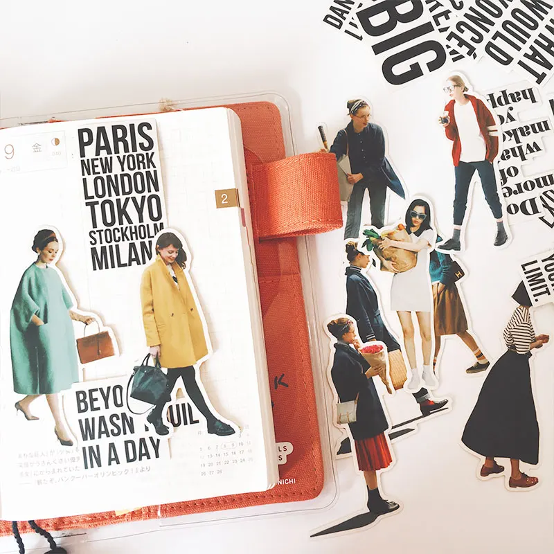 9 шт./компл. Ретро Винтаж широкие листья леди Слова стикер набор для скрапбукинга