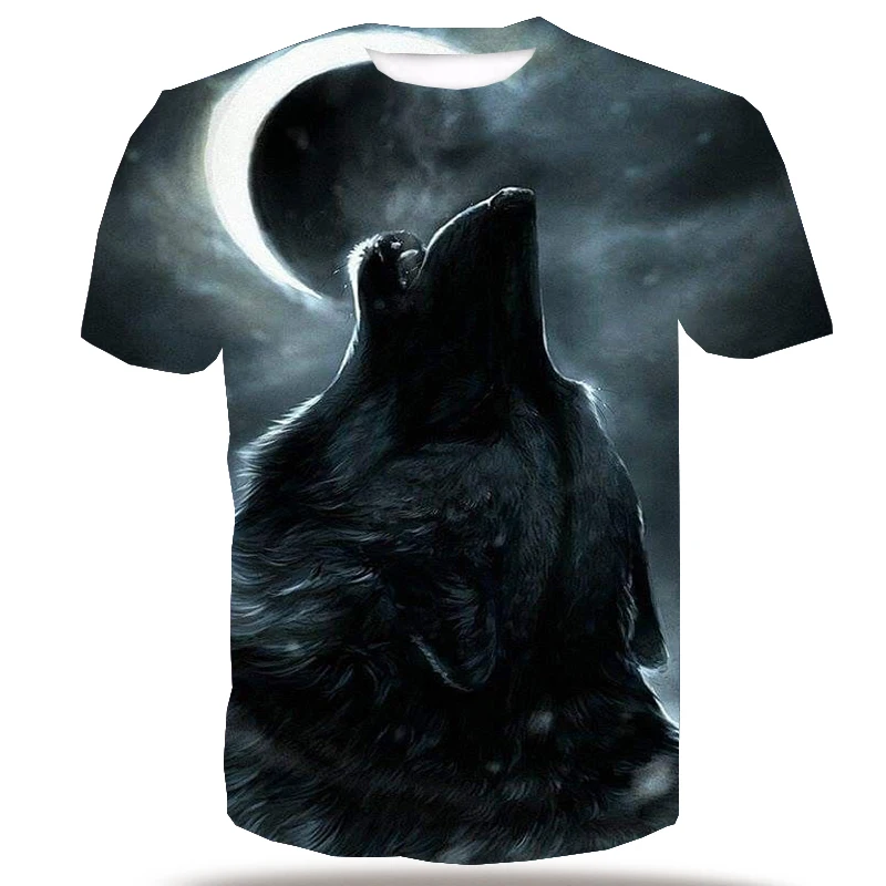 Мужская футболка UNEY с изображением лесного волка футболки коротким рукавом