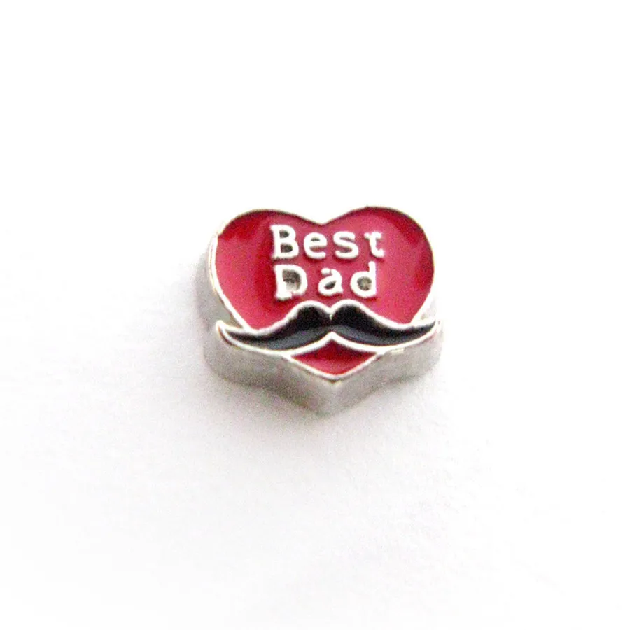 FC1307 best dad 10 шт./лот несколько вариантов Dream Love Mom hearts плавающий медальон шармы на память для жизни медальон памяти как подарок - Цвет: FC1307 best dad