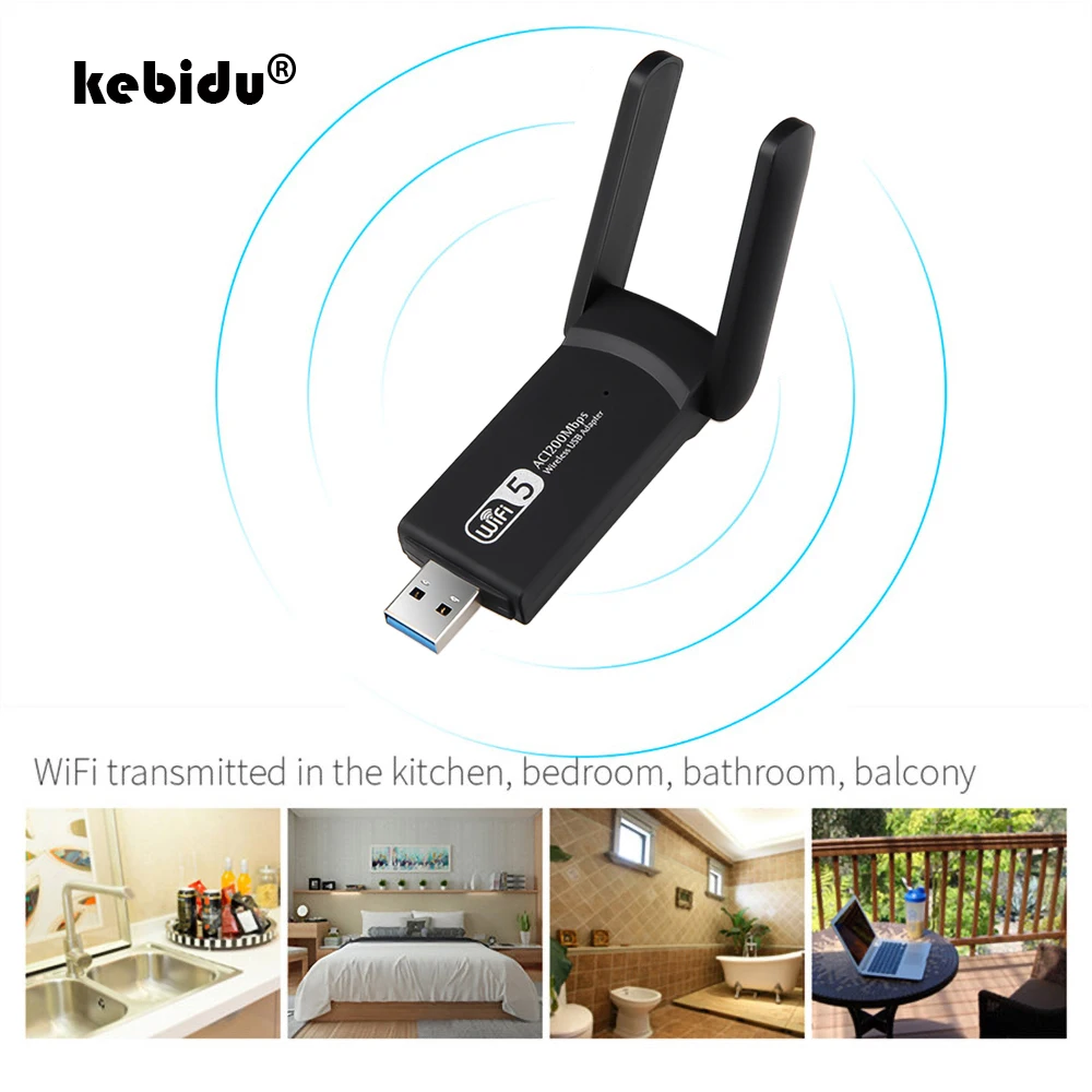 Беспроводная сетевая карта kebidu 1200 Мбит/с USB адаптер RTL8812 5 ГГц 2 4 802.11ac портативный