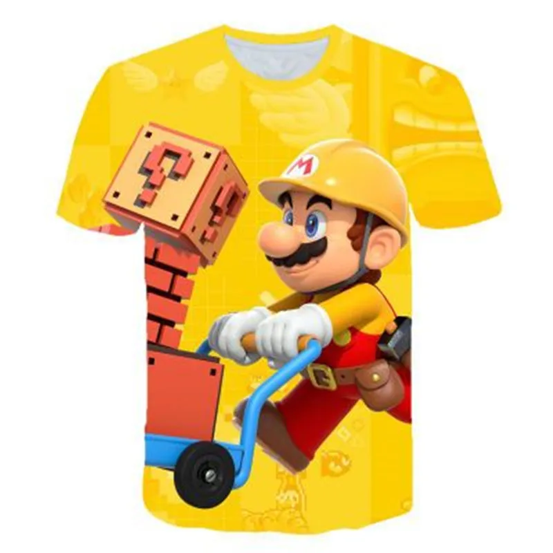 

2019 Newest 3D Printed Super Mario Children T Shirt Casual Short Sleeve kids Funny Cartoon T-shirt Summer Hip hop Tops
