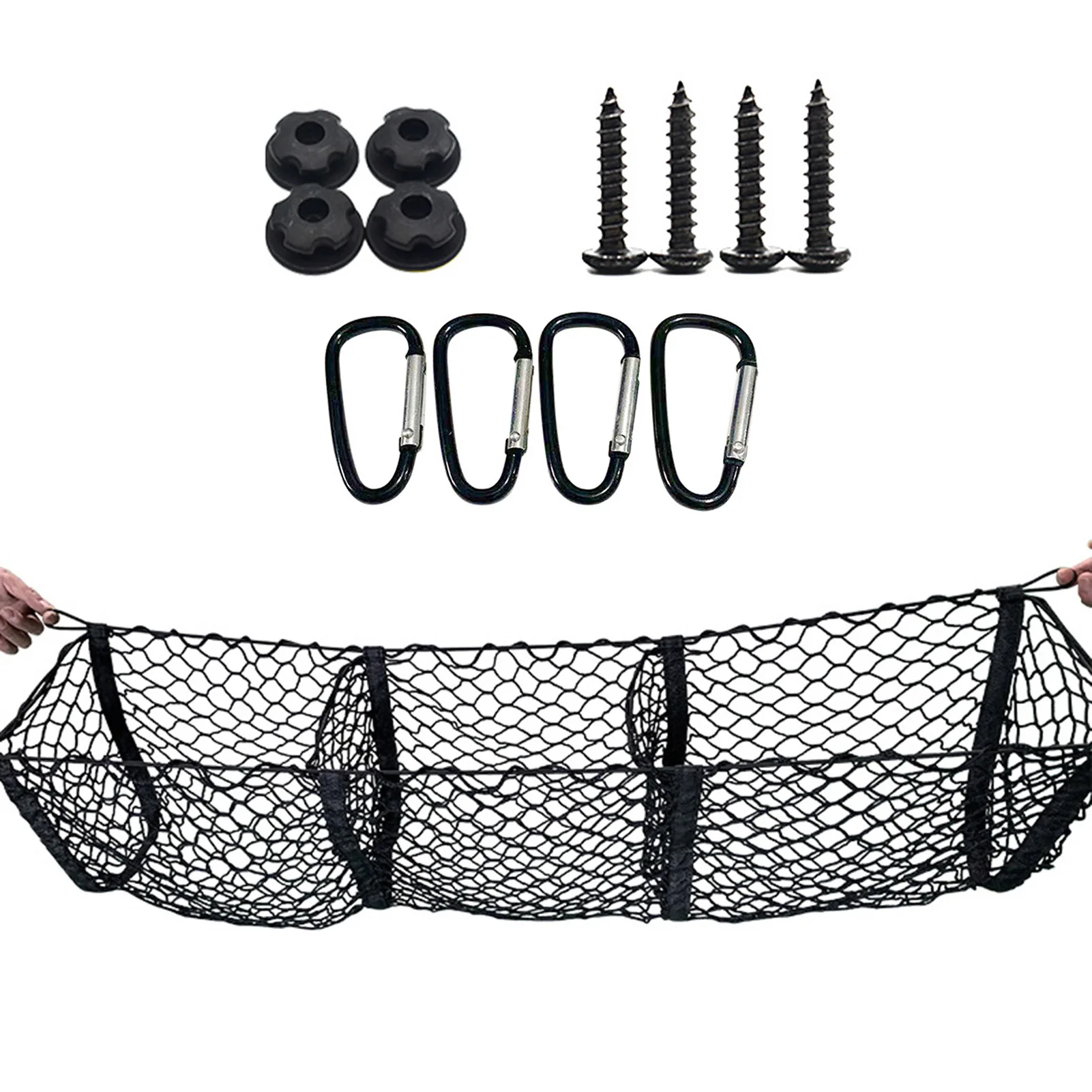 Car Trunk Net Pocket Storage Bag Heavy Cargo For SUV Pickup Truck Bed Black Mesh Belt 4 Hooks And Loop Forceful | Автомобили и