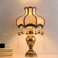 european retro table lamp fabric lampshade resin for bedroom decoration bedside lamp home indoor desk lamp