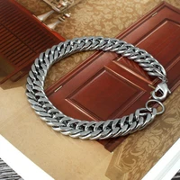 trendy 10mm width cuban link chain couple titanium stainless steel bracelet for women men bracelets on hand goth jewelry new
