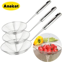 anaeat 1pc multifunctional long handle stainless steel salad grill filter colander kitchen supplies