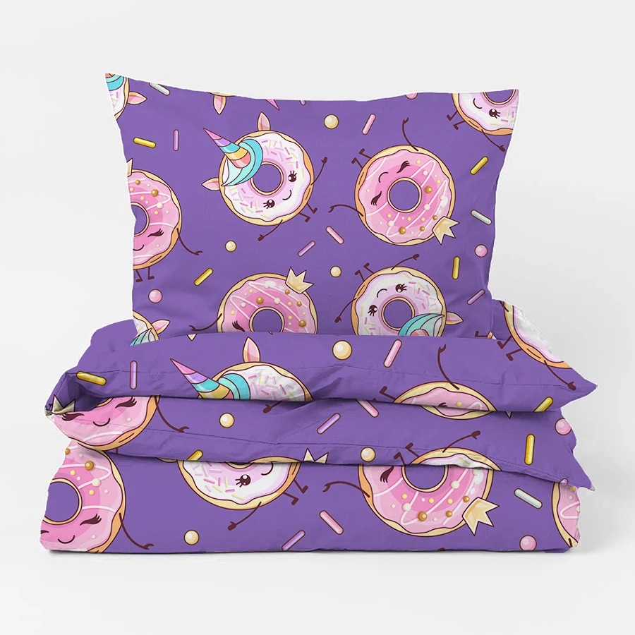 

Kids Duvet Cover Donuts 3D Bedding Set Cute Cartoon Quilt Cover Single Twin Queen King Bed Cover For Bed 135 150 140x210