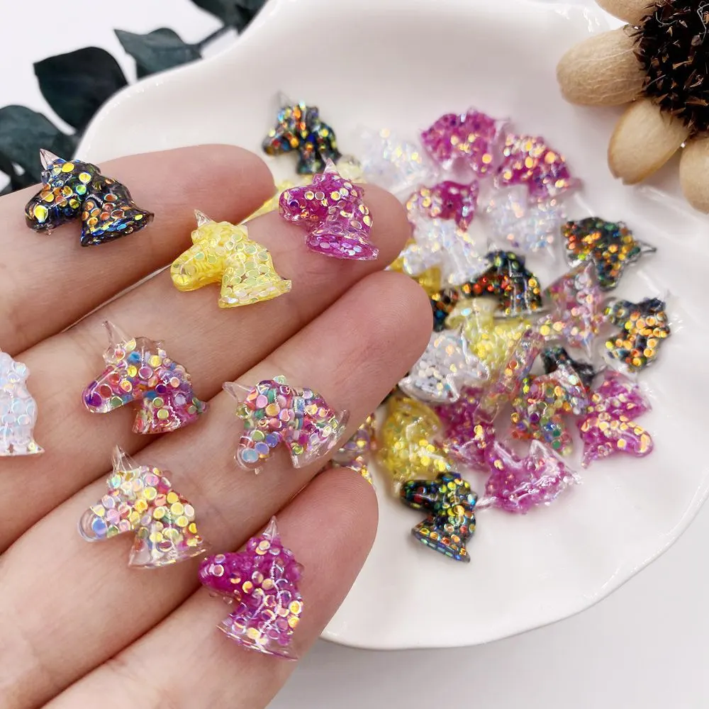 

Полимерные блестящие красочные блестящие пайетки, заполненные единорогом, фигурки с плоским основанием, стразы, скрапбукинг, аксессуары «с...