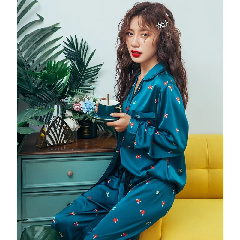 Женский пижамный комплект Smmoloa пижама с длинными рукавами из натурального шелка