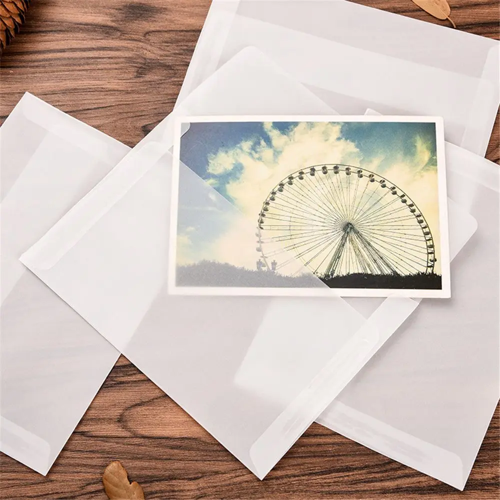 

10pcs Vintage Blank Translucent Envelopes Acid Paper Postcard Paper Wages Paper Bags Invitation Card Paper Bags Letter Supplies
