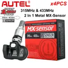 Датчики Autel MX 2 в 1, резиновые клапаны 315 и 433 МГц, TPMS OE-Level 100% Cloneable, программируемые для системы контроля давления в шинах