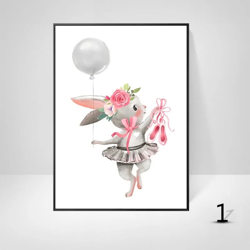 

Nordic Style Frameless High-definition Cartoon Animal Poster Children's Room Poster Garden Decoration Painting Canvas Painting