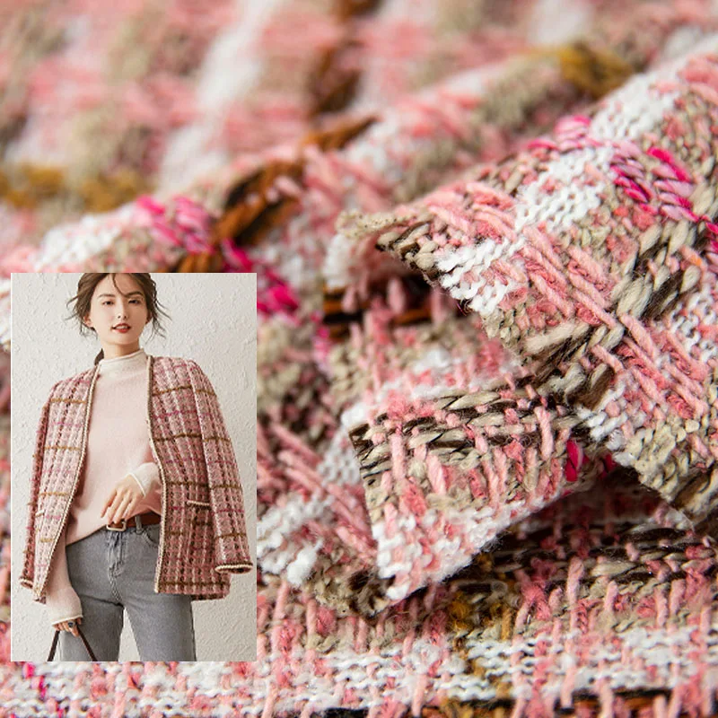 

50x145cm France Lattice Yarn Dyed Braided Tweed Fabric For Women Autumn Jacket Dress Suits Coat handBag DIY Cloth Sewing