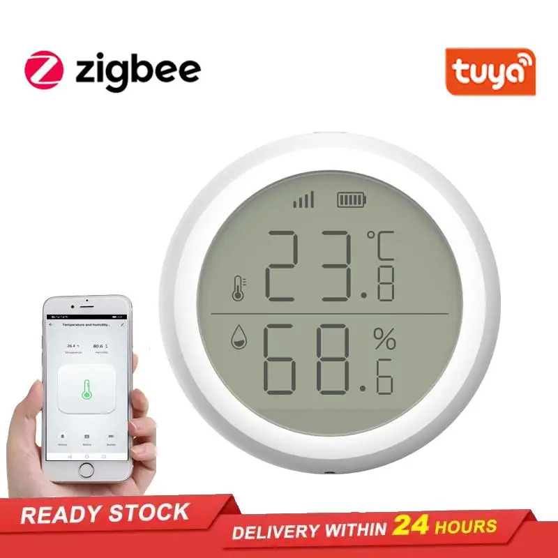 

Tuya ZigBee Smart Home Temperature And Humidity Sensor With LED Screen Works With Home Assistant and Tuya Zigbee Hub