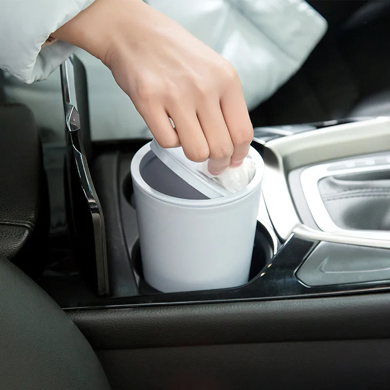 2Pcs Auto Car Garbage Can Trash Dust Case Holder Rubbish Bin Beige & Green | Дом и сад
