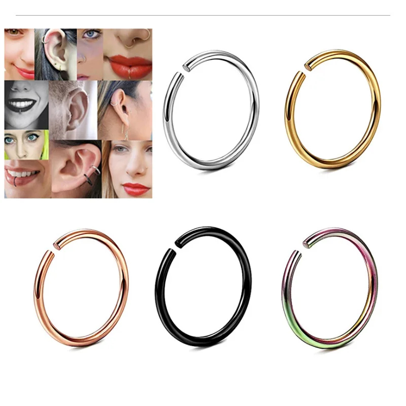 Кольцо унисекс для пирсинга из титана в стиле панк | Украшения и аксессуары