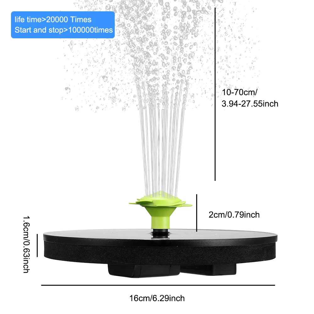 1.4W Solar Fountain Powered Pump Bird Bath With 5 Sprinkler Nozzles And 1 Transferring Head | Дом и сад