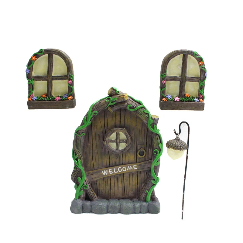 

Resin Crafts Elf Luminous Door Decoration Retro Style, Decorative New Resin Crafts Elfs Luminous Doors