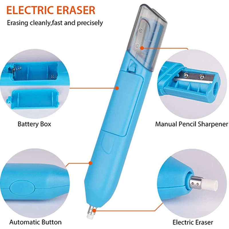 

Electric Eraser,Portable Manual Pencil Sharpener Battery Operated Eraser with 20 Eraser Refills for Art, Drawing,Crafts