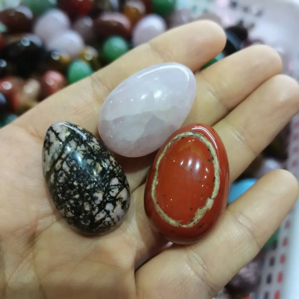 Массажер-шарик из натурального камня аметиста нефрита без отверстий вагинальный