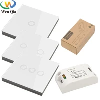 wenqia touch light switch wireless remote control 433mhz ac 110v 220v 10a receiver 86 wall panel for smart home ceiling lamp led