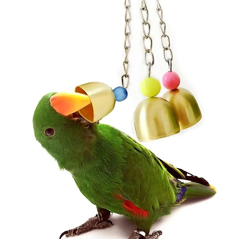 Cockatiel Parrot Toys Steel Hanging Bell Cage for Parrots Bird Squirrel Funny Chain Swing Toy Pet Supplies | Дом и сад