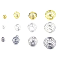 lantern spring spiral bead cages pendants silver gold color alloy for women men diy necklace fashion jewelry accessories charms