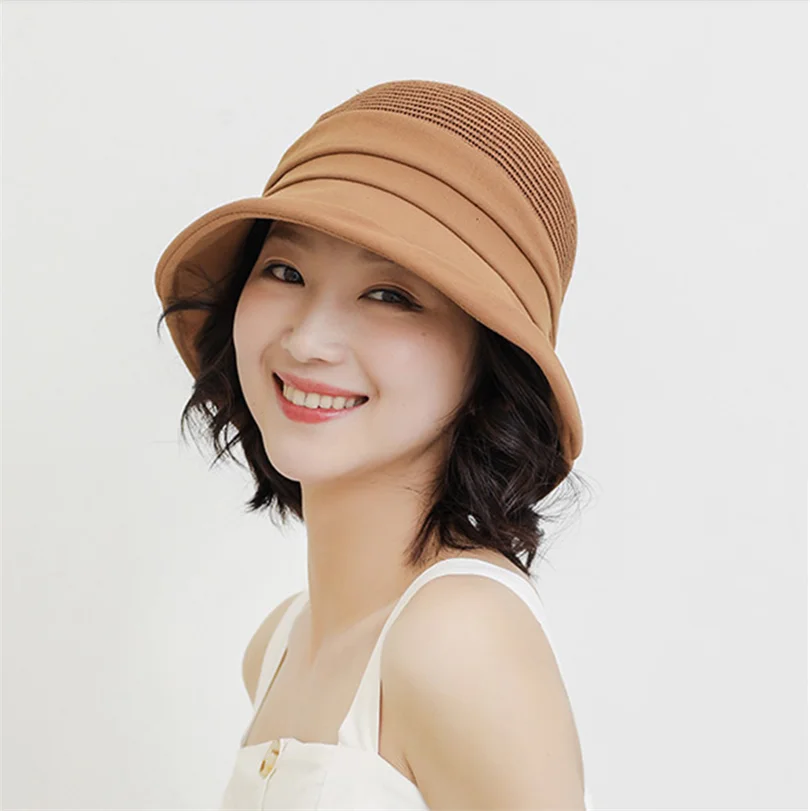 

Womens Hats Harajuku Cloche Hat Designer Summer Bucket Hat Ladies Short Brim Sun Hat Packable Patchwork Beach Cap Bendable