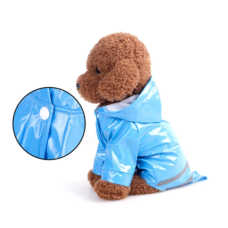 

Pet Hooded Windproof Raincoat PU Spring And Summer Dog Clothes Pet Reflective Breathable And Refreshing Striped Cap Raincoat