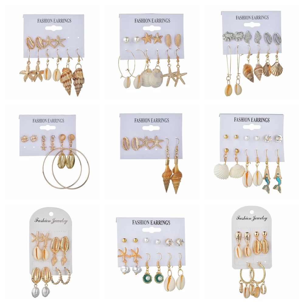 Женские серьги подвески MissCyCy Комплект сережек для женщин 6 парт/упак. богемные