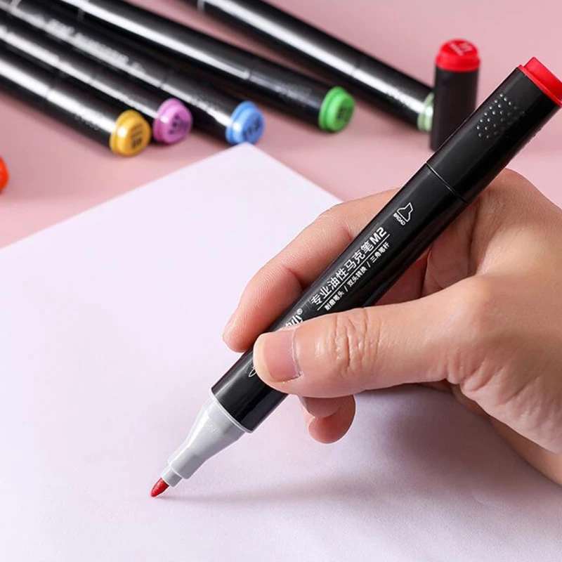 

Dual Tip Art Marker Pens Set Fine Liner Watercolor Oily Drawing Paining Brush