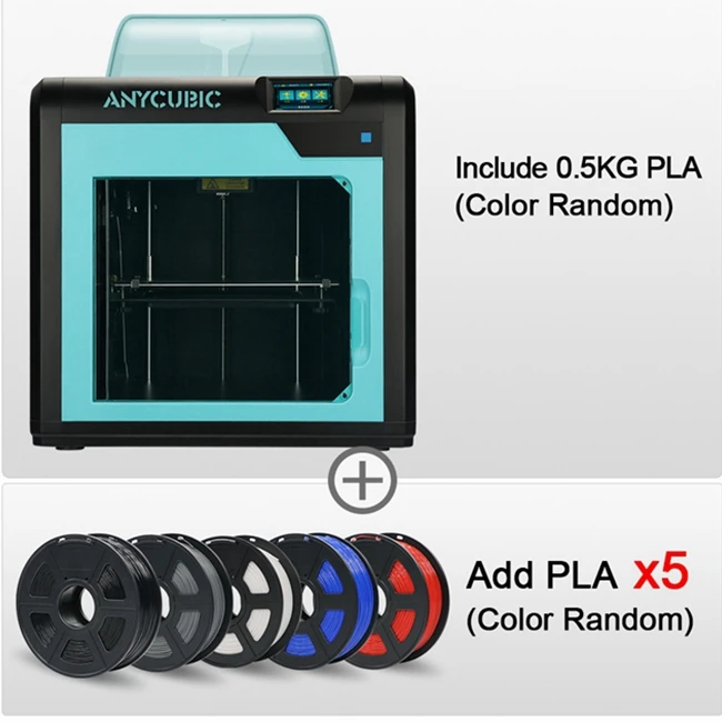 BK 4Max Pro add 5KG ANYCUBIC 4Max Pro 3d принтер закрытый печатное пространство 3d принтер комплект большой объем сборки ultracase Нити Экструдер FDM 3D-принтер - Цвет: BK 4Max Pro add 5KG