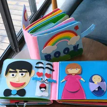 Rainbow Cloth Book Baby Toys Felt Montessori Book Toddler Educational Toy For Boys and Girls Practice Hand Early Learning