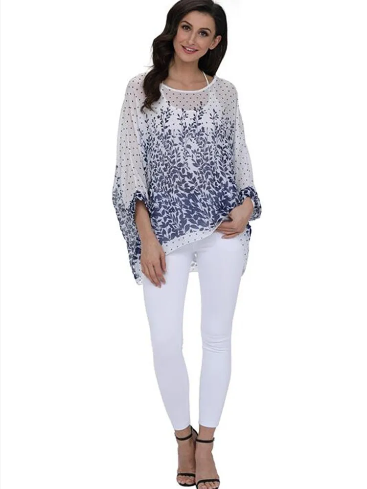 Женская шифоновая блузка с цветочным принтом размеры до 6XL | одежда