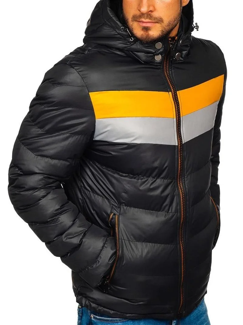 ZOGAA men's fashion double color matching cotton jacket with hood