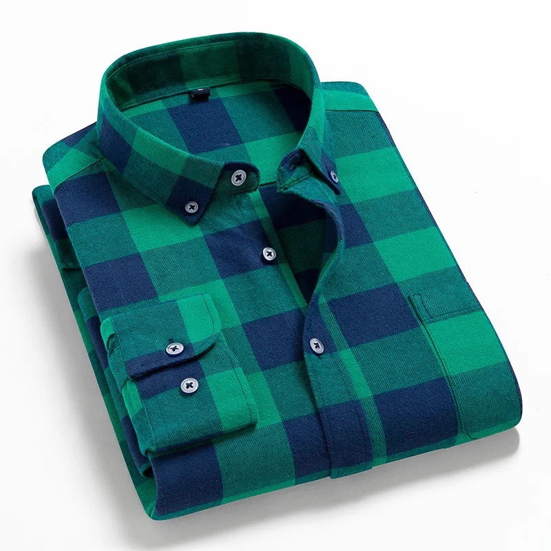 

2021 Plaid Casual Long Sleeve Men Shirt High Quality Comfortable Soft Flannel Autumn Shirts