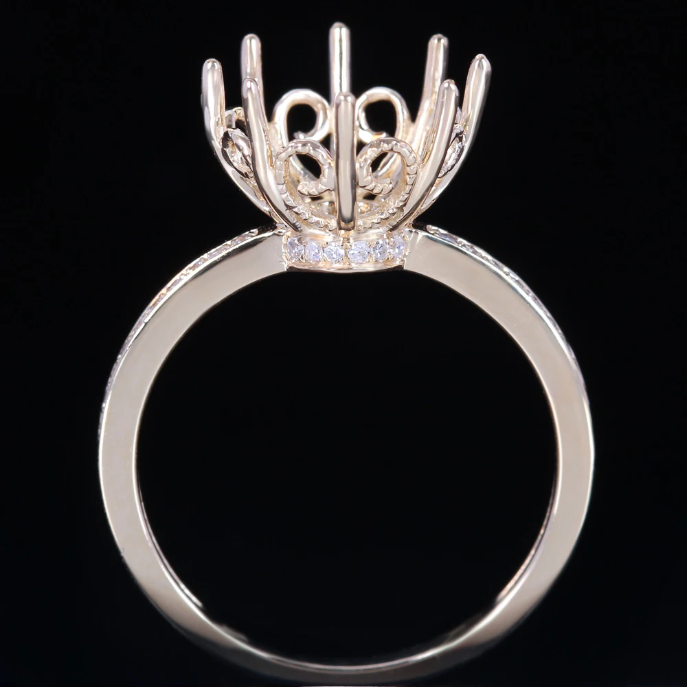 Кольцо HELON с полукруглым креплением 10 -11 мм однотонное 14 к желтое золото