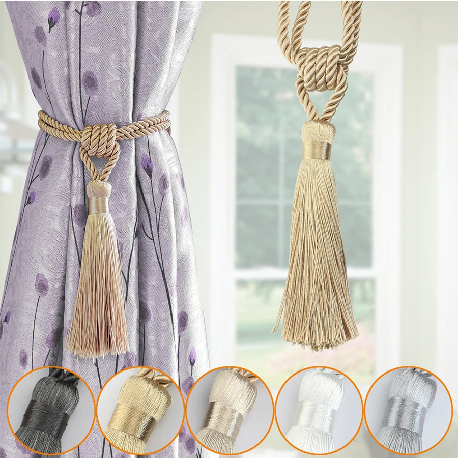 BEL AVENIR 1Pc Handmade Tassel Curtain Tieback Room Accessories Gold Buckle Rope Home Decoration Holdback Window Fringe | Дом и сад