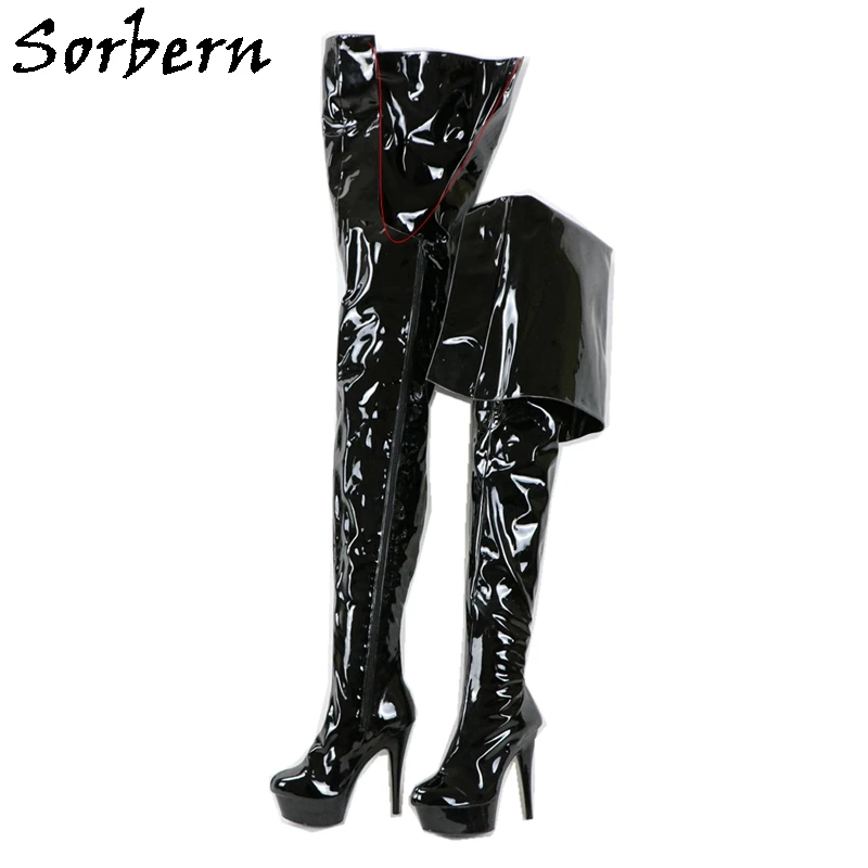 

Sorbern Custom 15Cm High Heel Boots Crotch Thigh High 75Cm/115Cm Extra Long Crossdressers Boot Fetish Women Shoe Multi Colors