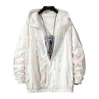 women basic jackets summer 2022 colorful reflective causal thin windbreaker womens hooded jackets coat zipper woman veste femme