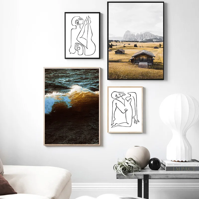 Скандинавская декорация Настенная картина искусство естественный океан волна