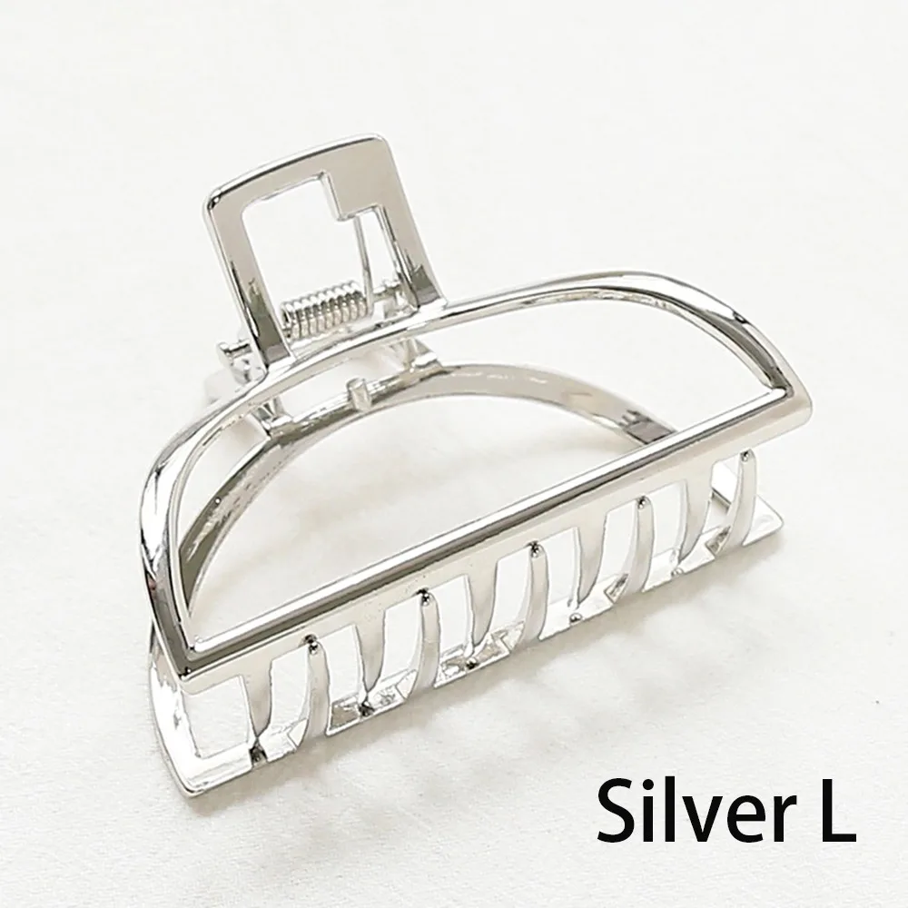 silver S 1 шт. мини женский геометрический коготь для волос, Одноцветный Краб для волос, Ретро стиль, Форма Луны, большой размер, шпилька, аксессуары для волос для девочек - Цвет: silver S