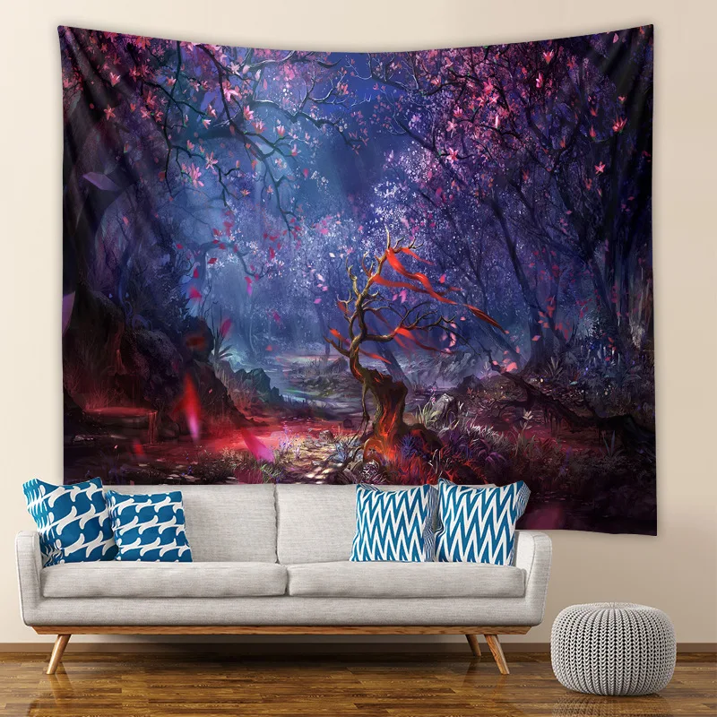 

Fantasy Forest Home Tapestry Bedroom Bedside Background Cloth Photo Layout Background Wall Background Painting Hanging Painting