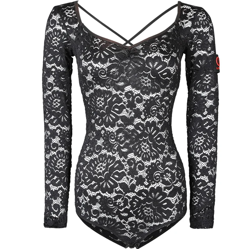 

Fashion Latin Dance Tops Women Long Sleeve Cha Cha Tango Salsa Performance Bodysuit Samba Rumba Ballroom Practice Wear DC3010