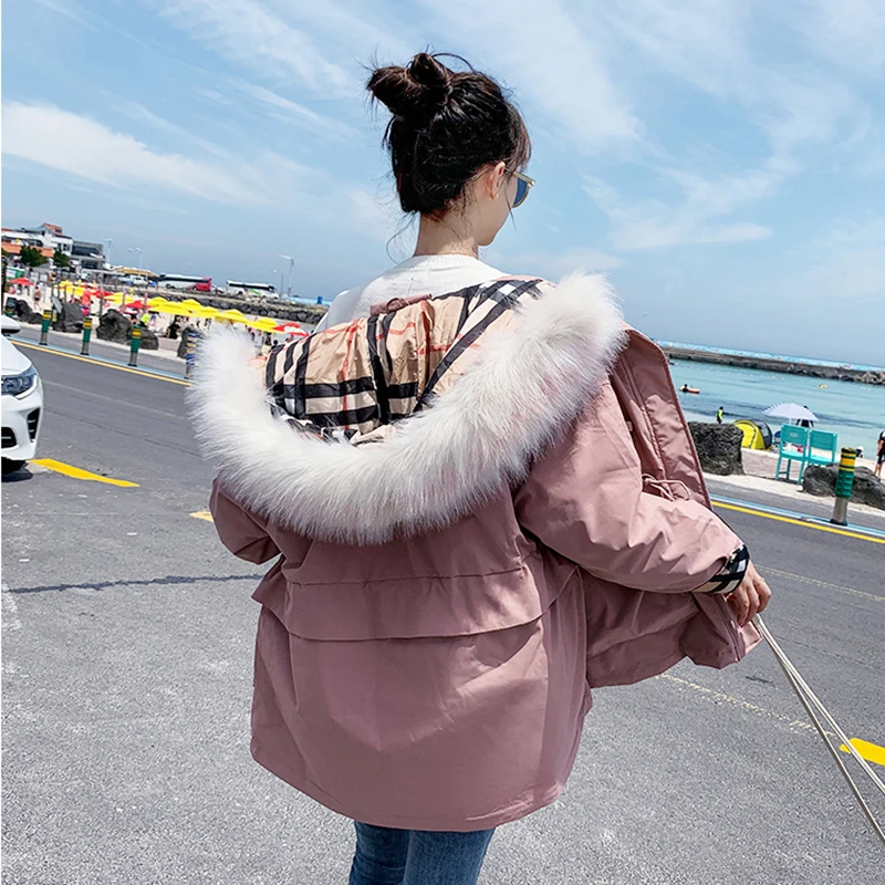 Женское зимнее пальто с капюшоном разноцветное Теплое повседневное уличное