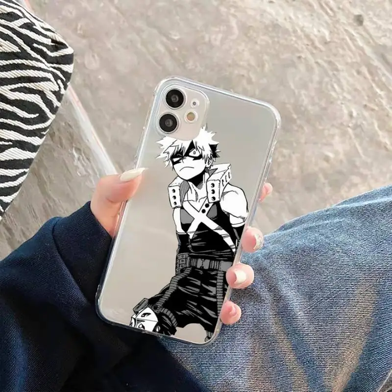 

Anime My Hero Academia deku bakugou Phone Case Transparent soft For iphone 5 5s 5c se 6 6s 7 8 11 12 plus mini x xs xr pro max