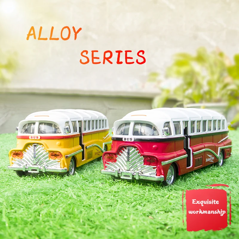 

Модель школьного автобуса в масштабе 1:28, металлическая, литые игрушечные транспортные средства, модель автомобиля из сплава, детская игруш...