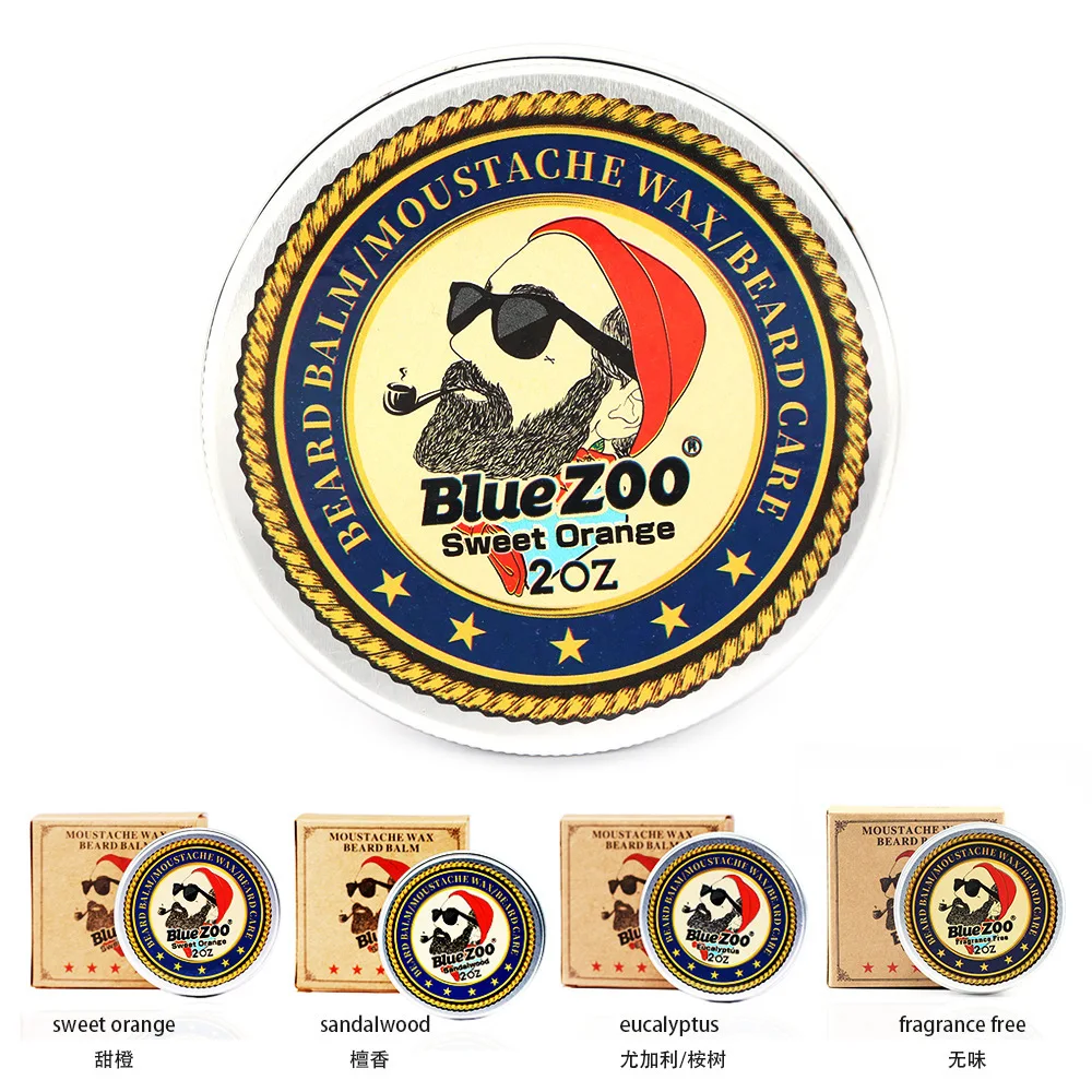 

Bluezoo Sandalwood Sweet Orange Eucalyptus 4 Flavor 60G Men's Facial Beard Wax Beard Care Cream Gift for Father