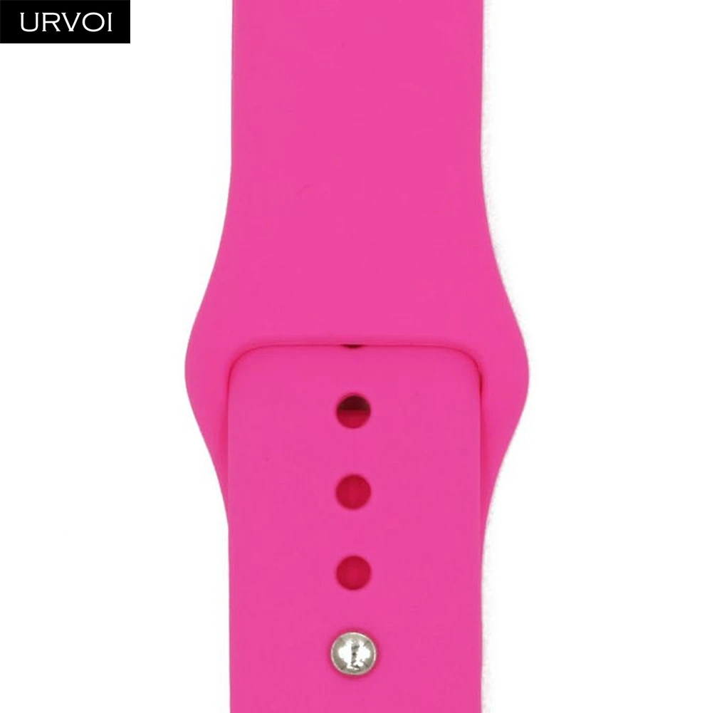 Hot Pink Спортивный ремешок URVOI для apple watch 5, 4, 3, 2, 1, силиконовый ремешок для iWatch 40 мм, 44 мм, застежка на булавке и застежке, новинка, сосновый зеленый - Цвет ремешка: Hot Pink